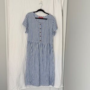 Casual Blue & White Striped Midi Dress by (unspecified)